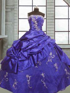 Artistic Floor Length Purple Vestidos de Quinceanera Strapless Sleeveless Zipper