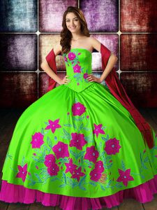 Fashionable Floor Length Lace Up Quinceanera Dresses Multi-color for Military Ball and Sweet 16 and Quinceanera with Embroidery