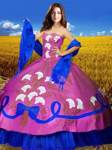 Most Popular Multi-color Quinceanera Dress Military Ball and Sweet 16 and Quinceanera with Embroidery Sweetheart Sleeveless Lace Up