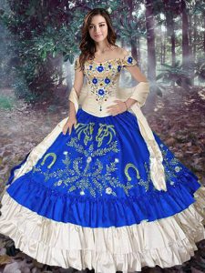 Best Selling Taffeta Sleeveless Floor Length Quince Ball Gowns and Embroidery and Ruffled Layers