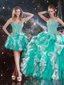 Ball Gowns Vestidos de Quinceanera Multi-color Sweetheart Organza Sleeveless Floor Length Lace Up