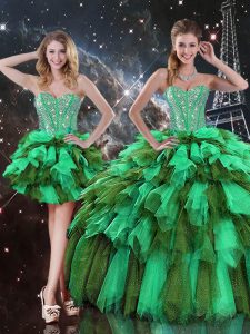 Super Multi-color Sleeveless Organza Lace Up Sweet 16 Quinceanera Dress for Military Ball and Sweet 16 and Quinceanera