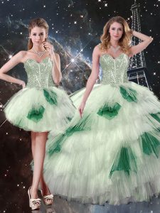 New Arrival Multi-color Sleeveless Tulle Lace Up Quinceanera Gown for Military Ball and Sweet 16 and Quinceanera