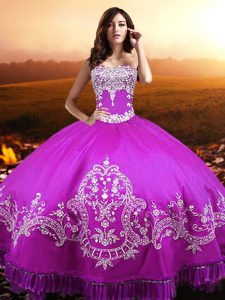 Sophisticated Floor Length Fuchsia Quinceanera Dress Sweetheart Sleeveless Lace Up