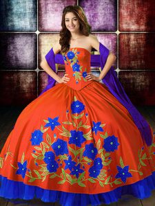 Multi-color Sleeveless Embroidery Floor Length Sweet 16 Dresses