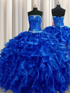 Floor Length Ball Gowns Sleeveless Royal Blue Sweet 16 Quinceanera Dress Lace Up