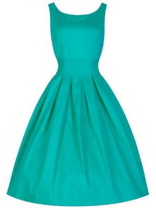 Suitable Turquoise A-line Ruching Quinceanera Court Dresses Lace Up Taffeta Sleeveless Knee Length