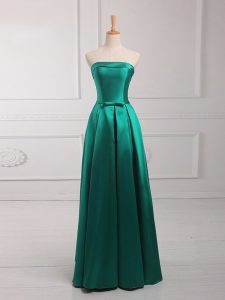 Floor Length Empire Sleeveless Dark Green Quinceanera Court of Honor Dress Lace Up