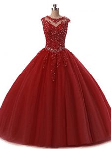 Gorgeous Floor Length Ball Gowns Sleeveless Wine Red Quince Ball Gowns Lace Up