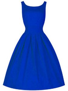 Taffeta High-neck Sleeveless Lace Up Ruching Dama Dress for Quinceanera in Royal Blue