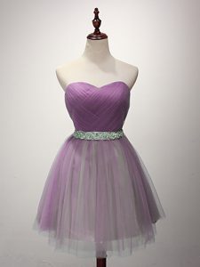 Lilac Sleeveless Ruching Mini Length Vestidos de Damas