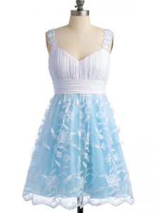 Knee Length Light Blue Dama Dress Lace Sleeveless Lace