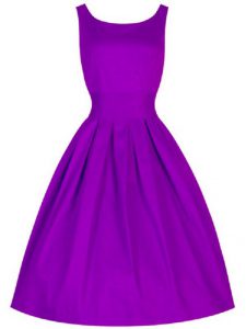 Charming Purple Taffeta Lace Up Dama Dress Sleeveless Knee Length Ruching