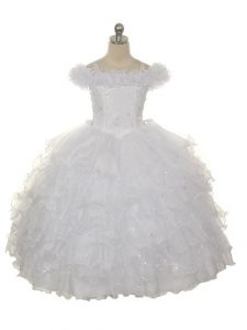 Sleeveless Ruffles and Ruffled Layers Lace Up Little Girls Pageant Dress