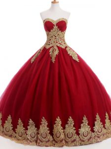 Beautiful Sleeveless Organza and Taffeta and Chiffon Floor Length Lace Up Quinceanera Dress in Wine Red with Ruffles and Sequins