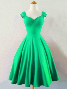 Fabulous Taffeta Sleeveless Mini Length Vestidos de Damas and Ruching