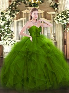 Artistic Sweetheart Sleeveless Zipper Quinceanera Gown Green Tulle