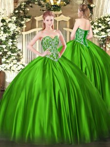 Best Floor Length Green Quinceanera Gowns Sweetheart Sleeveless Lace Up