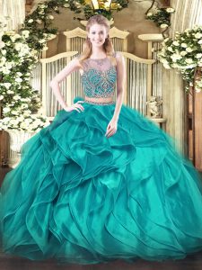 Enchanting Sleeveless Beading and Ruffles Lace Up Quinceanera Dresses