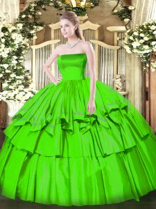 Enchanting Sleeveless Organza and Taffeta Zipper Quinceanera Gowns for Military Ball and Sweet 16 and Quinceanera