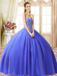 Sleeveless Lace Up Floor Length Beading Sweet 16 Dresses