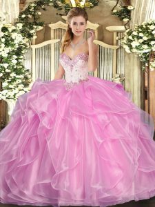 Sleeveless Beading and Ruffles Lace Up 15 Quinceanera Dress