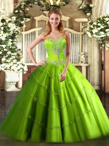 Sleeveless Floor Length Beading Lace Up Quinceanera Gowns