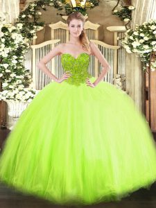 Discount Sweetheart Sleeveless Quinceanera Dress Floor Length Beading Organza and Tulle