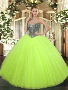 Custom Design Sleeveless Lace Up Floor Length Beading Vestidos de Quinceanera