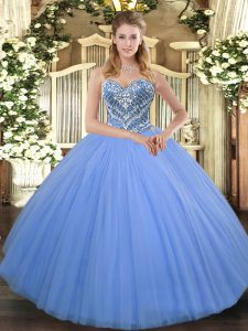 Graceful Sleeveless Beading Lace Up Quinceanera Gown