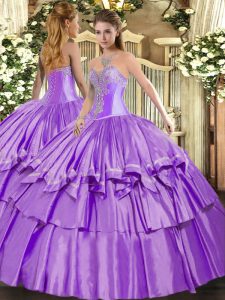 Fabulous Sweetheart Sleeveless Lace Up 15 Quinceanera Dress Lavender Organza and Taffeta