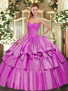 Ball Gowns Quinceanera Gown Lilac Sweetheart Organza and Taffeta Sleeveless Floor Length Lace Up