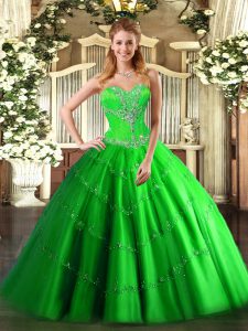 Beauteous Ball Gowns 15th Birthday Dress Sweetheart Tulle Sleeveless Floor Length Lace Up