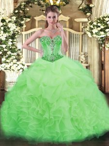 Sweetheart Neckline Beading and Ruffles and Pick Ups Quinceanera Dresses Sleeveless Lace Up