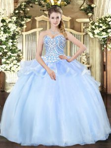 Attractive Sleeveless Lace Up Floor Length Beading Vestidos de Quinceanera