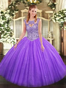 Sleeveless Lace Up Floor Length Beading Sweet 16 Dresses