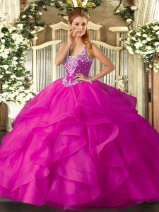 Sleeveless Beading and Ruffles Lace Up 15 Quinceanera Dress