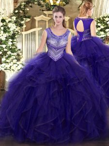 Sleeveless Beading and Ruffles Lace Up Quinceanera Dress