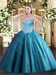 On Sale Sleeveless Appliques Lace Up Quince Ball Gowns