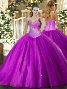 Glittering Sleeveless Beading Lace Up Quinceanera Gown