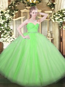 Chic Sweetheart Zipper Beading and Lace Quinceanera Gowns Sleeveless