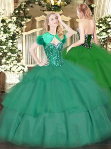 Popular Ball Gowns Quinceanera Dresses Turquoise Sweetheart Tulle Sleeveless Floor Length Lace Up