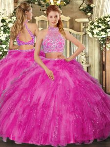 Sleeveless Beading Criss Cross Ball Gown Prom Dress