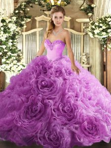 Ball Gowns 15 Quinceanera Dress Lilac Sweetheart Fabric With Rolling Flowers Sleeveless Floor Length Lace Up