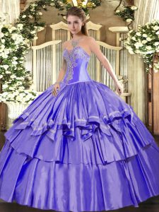 Free and Easy Floor Length Ball Gowns Sleeveless Lavender Vestidos de Quinceanera Lace Up