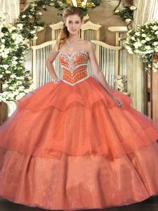 Luxurious Tulle Sleeveless Floor Length Quinceanera Gown and Beading and Ruffled Layers