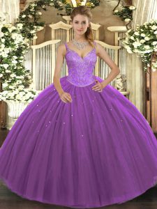 Fashionable Sleeveless Lace Up Floor Length Beading Sweet 16 Dress