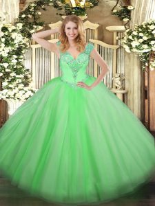 Sleeveless Tulle Lace Up Quinceanera Dress for Military Ball and Sweet 16 and Quinceanera