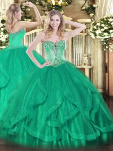 Dazzling Sleeveless Lace Up Floor Length Beading and Ruffles Vestidos de Quinceanera