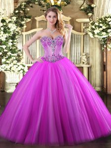 Comfortable Floor Length Ball Gowns Sleeveless Fuchsia Quinceanera Dress Lace Up